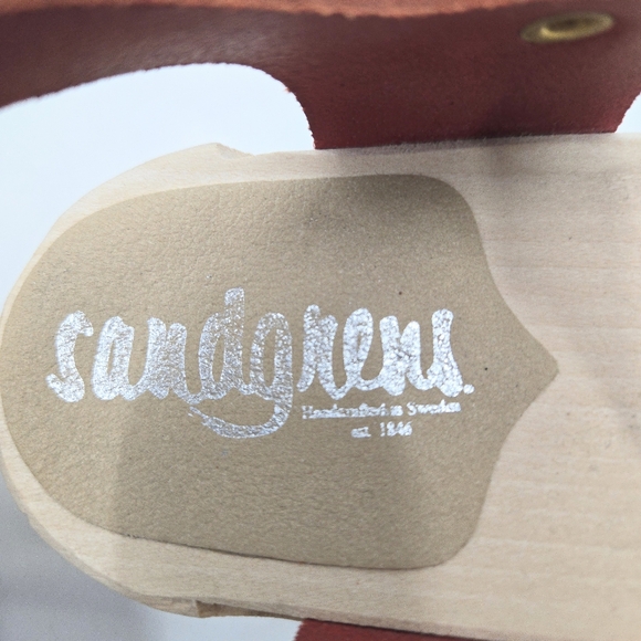 Sandgrens Milan‎ Red Clog Shoes Wooden Heels - Picture 5 of 14